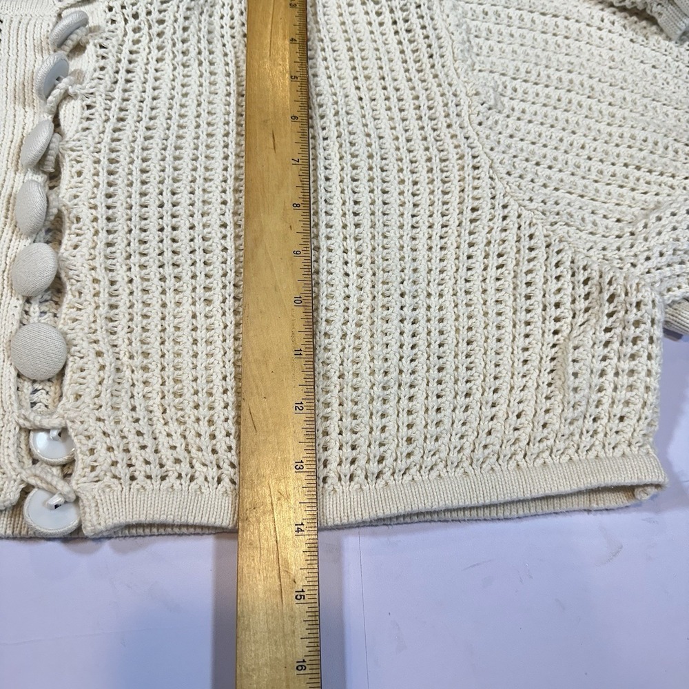 Sabo Skirt Crochet Knit 2 Piece Set Womens Small Cream Button Crop Top Shorts - Picture 8 of 11